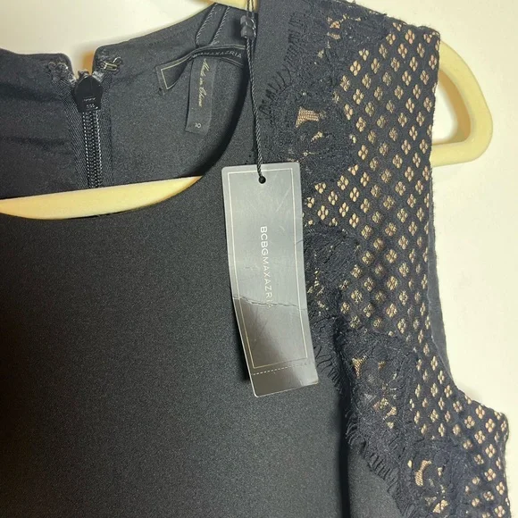 BCBGMaxAzria Leandra Black Lace Mini Dress Sz 10 - Picture 7 of 11